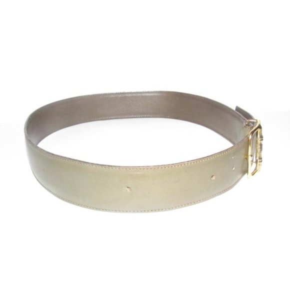 GUCCI Grey Embossed Leather w Gold Bamboo Buckle main image 4